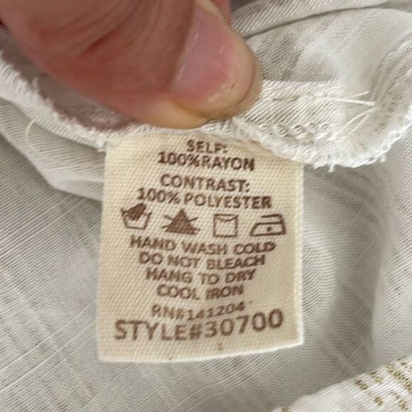 Hem & Thread Womens Striped Top Blouse V Neck Ruffle Cap Sleeve Tie Beige Small - Picture 7 of 9